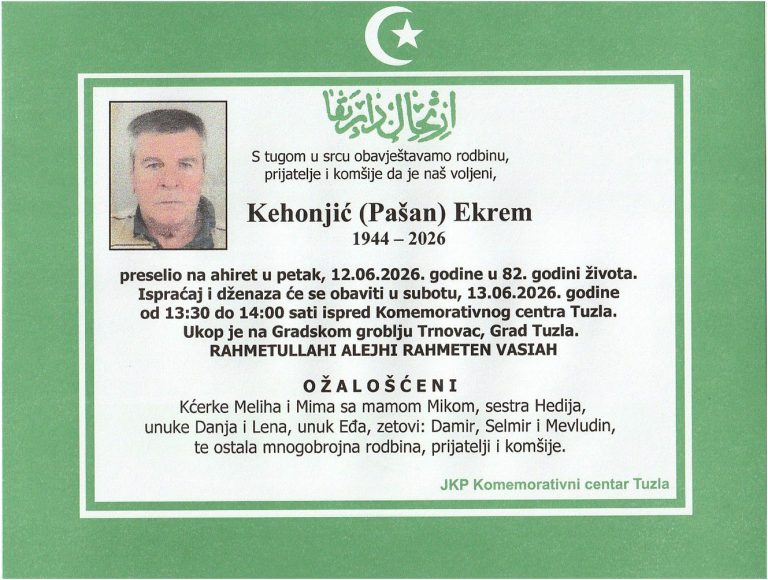 In memoriam, Ekrem Kehonjic
