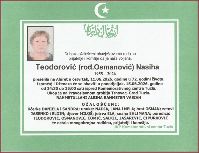 In memoriam, Nasiha Teodorovic