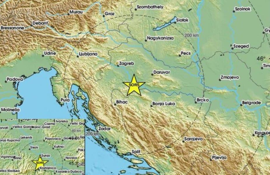 slabiji zemljotres jacine 2,6 stepeni po righteru pogodio je pogranicno podrucje izmedju bih i hrvatske epicentar izmedju zagreba i novog grada u bih