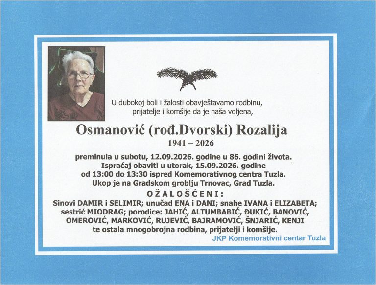 In memoriam, Rozalija Osmanovic