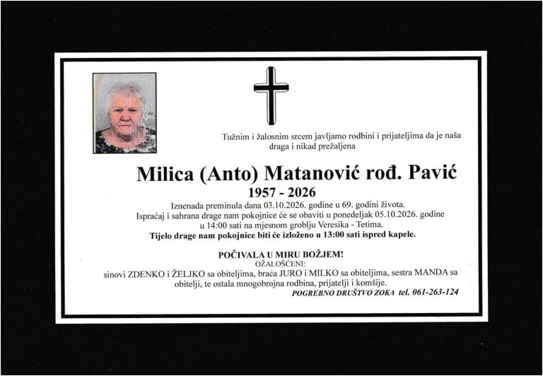 In memoriam, Milica Matanovic