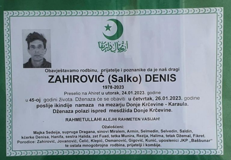 denis zahirovic otac sedmero djece pronadjen mrtav prije dva dana u krugu jednog preduzeća u travniku