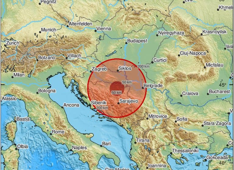 sinoc deset minuta iza ponoci bih je pogodio zemljotres jacine 4,2 stepena po rihteru epicentar u blizini gradacca