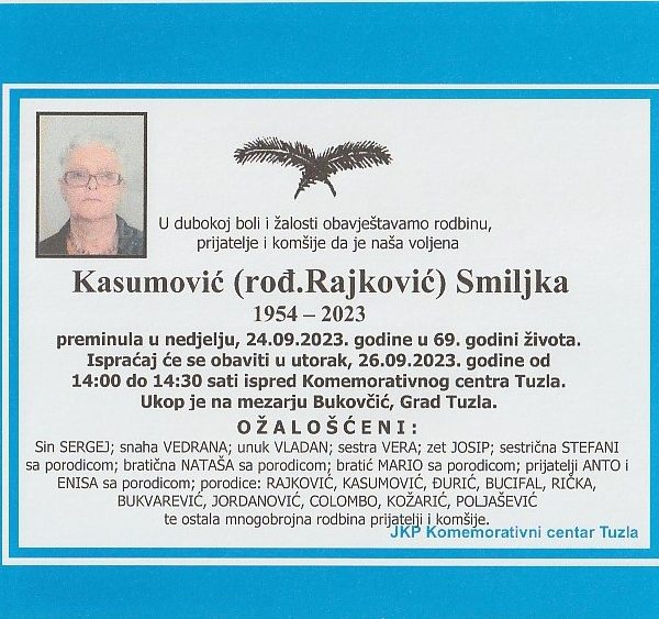 In memoriam: Smiljka Kasumović (Rajković)