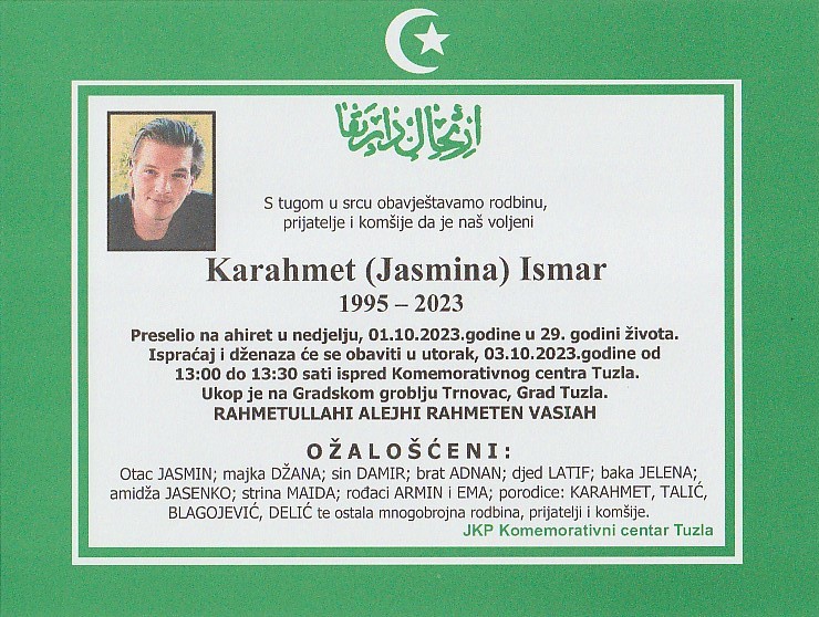 In memoriam, Ismar Karahmet