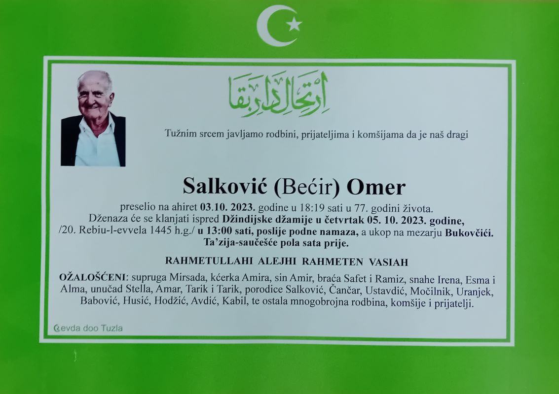 In memoriam, Omer Salkovic, preminuo
