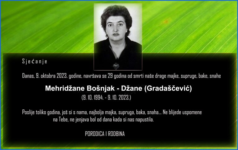 Sjecanje, Mehridzanma Bosnjak, in memoriam