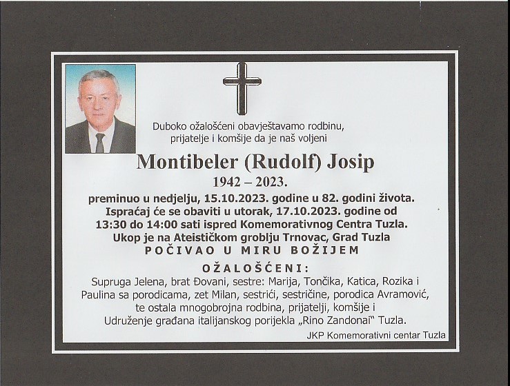 In memoriam, Josip, posmrtnice