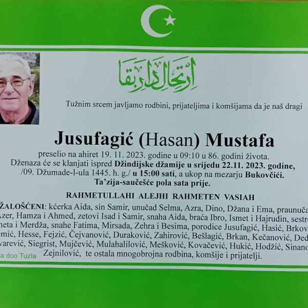 In memoriam, Mustafa Jusufagic, posmrtnice