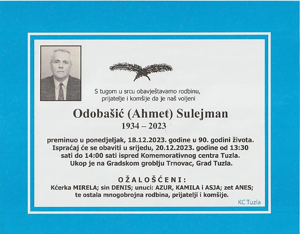 In memoriam, Sulejman Odobasic