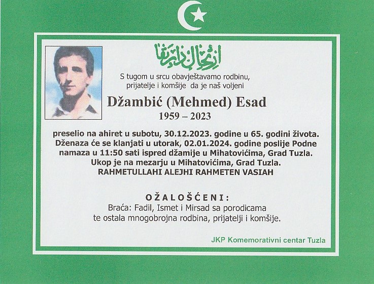 In memoriam, Esad Dzambic