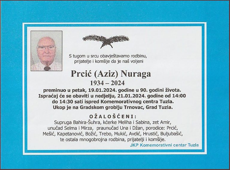 In memoriam, Nuraga Prcic