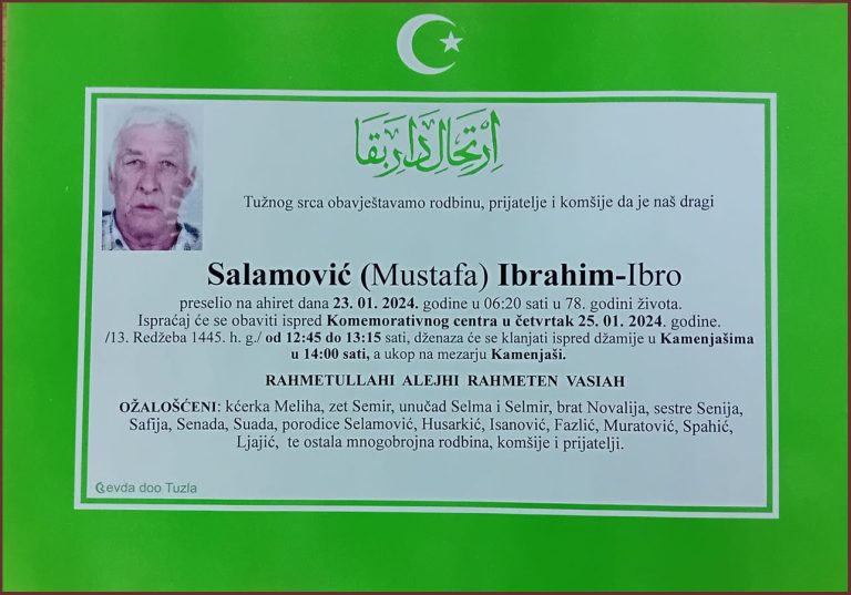 In memoriam, Ibrahim salamovic, posmrtnice