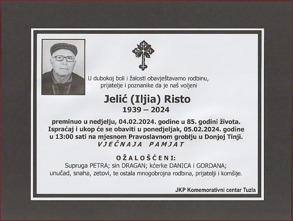 In memoriam, Risto Jelic