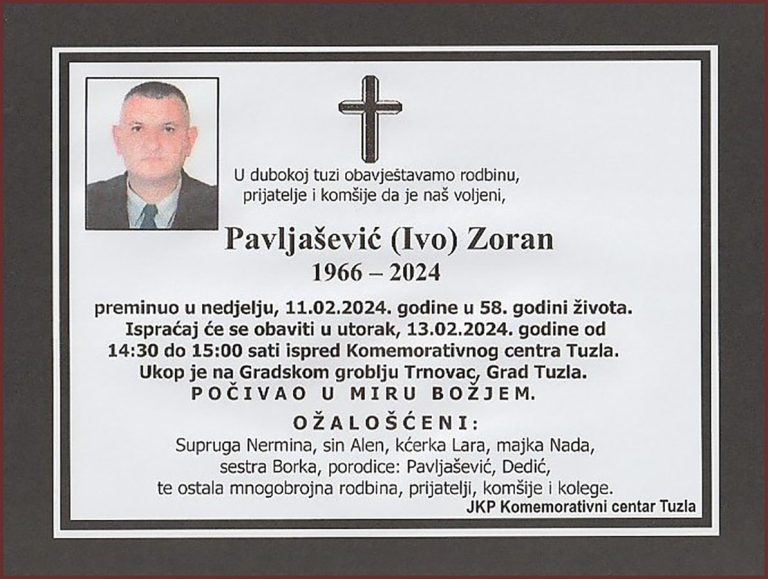 In memoriam, Zoran Pavljasevic