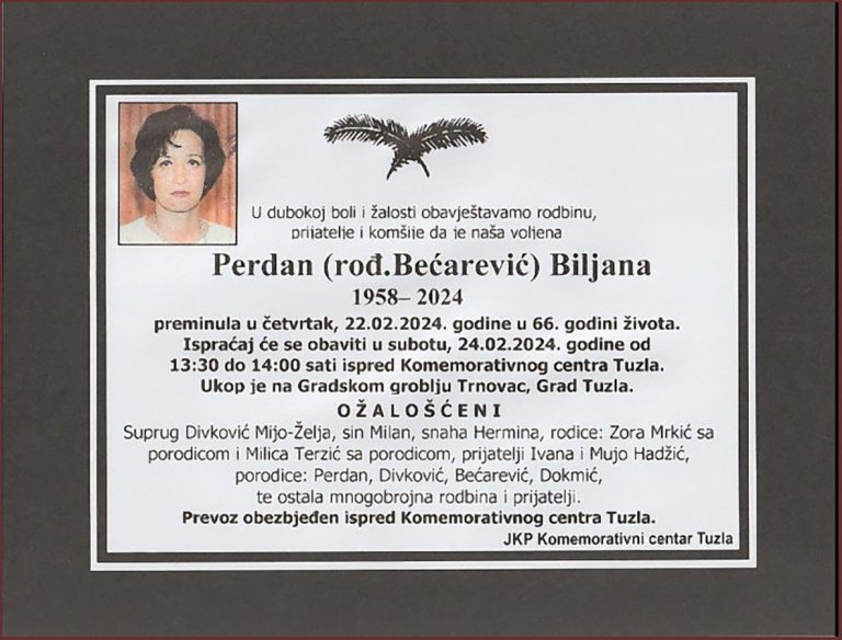 In memoriam - Biljana Perdan - Tuzla