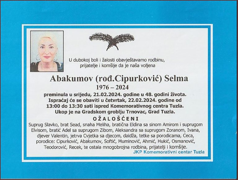 In memoriam, Selma Abakumov