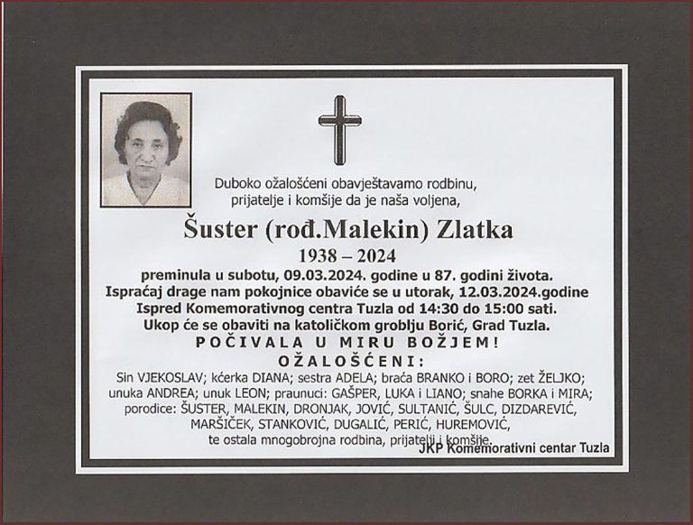 In memoriam - Zlatka Suster - Malekin