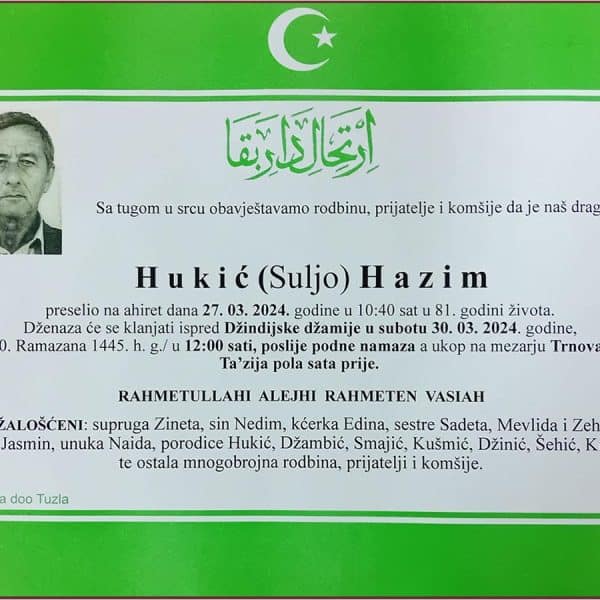 In memoriam: Hazim (Sulje) Hukić