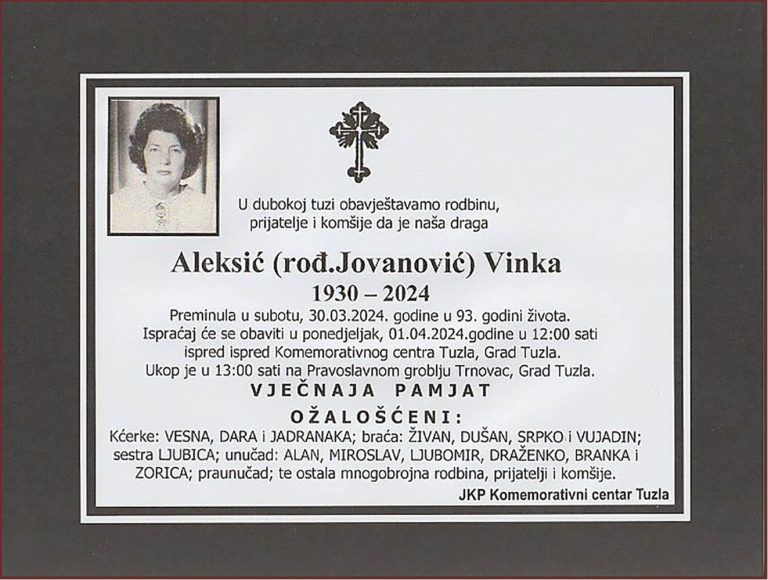 In memoriam, Vesna Aleksic