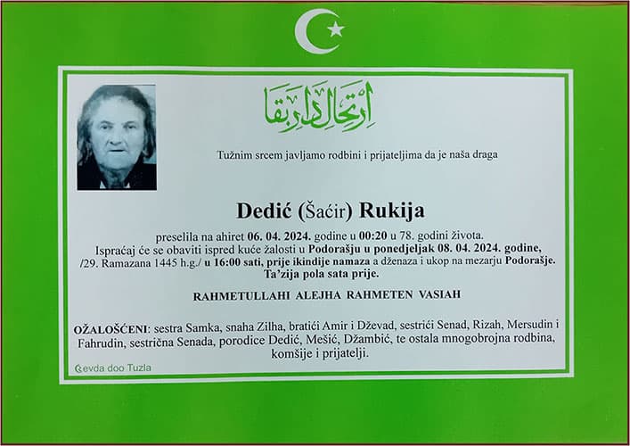 In memoriam - Rukija Dedic