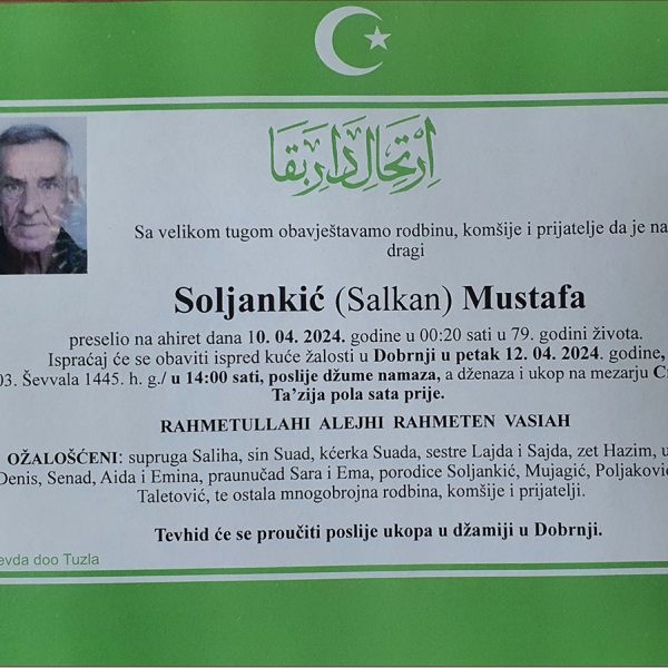 In memoriam, Mustafa Soljankic