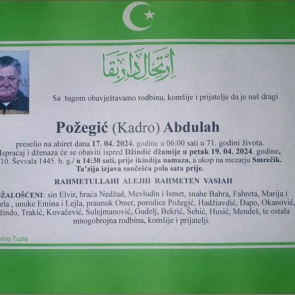 In memoriam, Abdulah Pozegic
