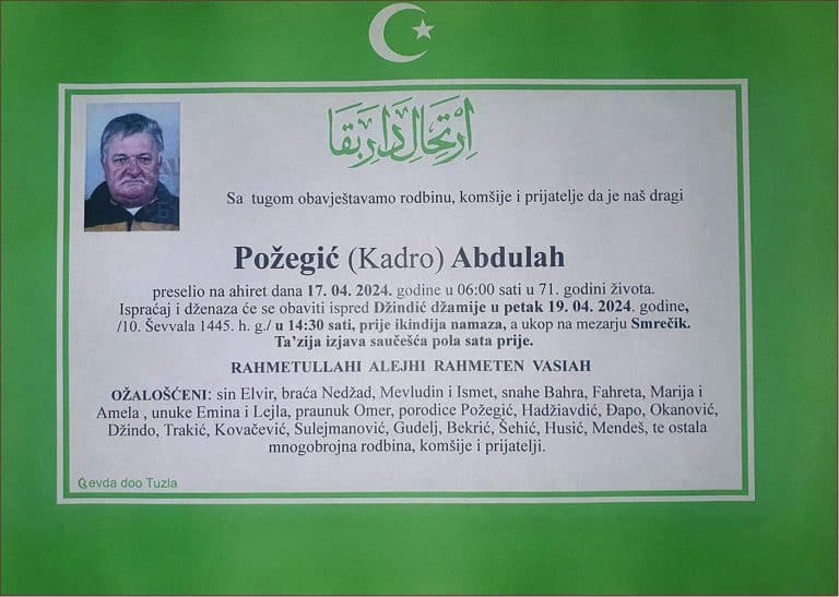 In memoriam, Abdulah Pozegic