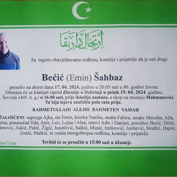 In memoriam, Sahbaz Becic