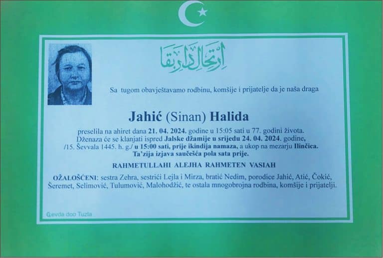 In memoriam, Halida Jahic