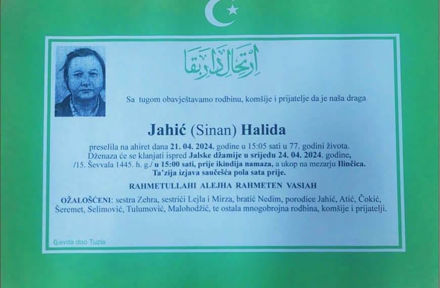 In memoriam, Halida Jahic