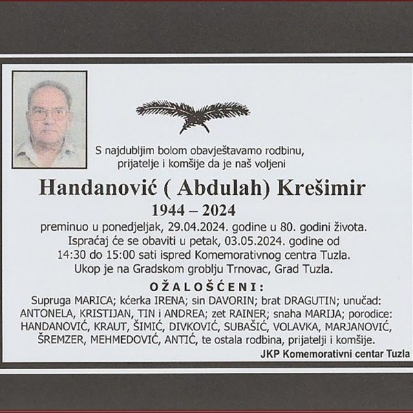 In memoriam, Kresimir Handanovic