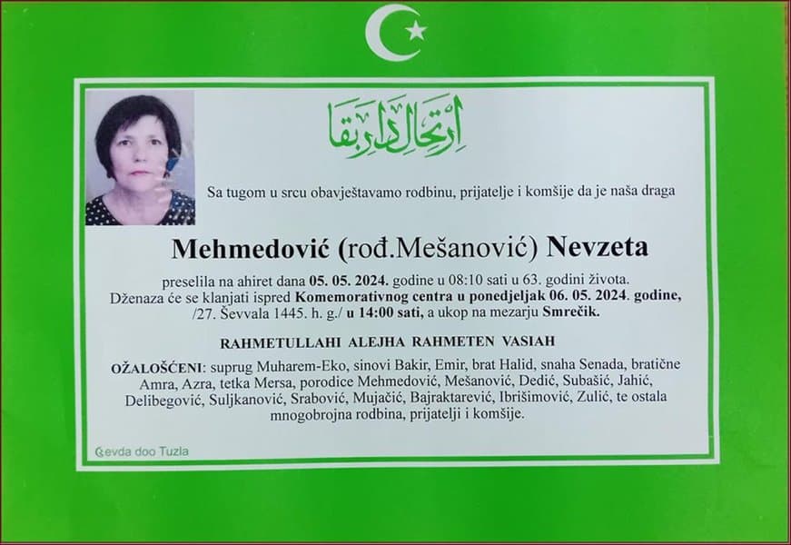 In memoriam, Nevzeta Mehmedovic