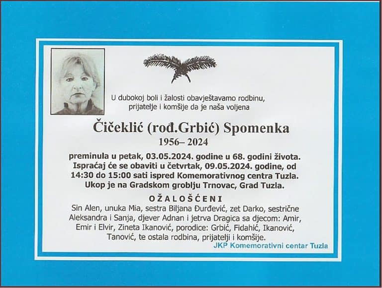 In memoriam, Spomenka Ciceklic