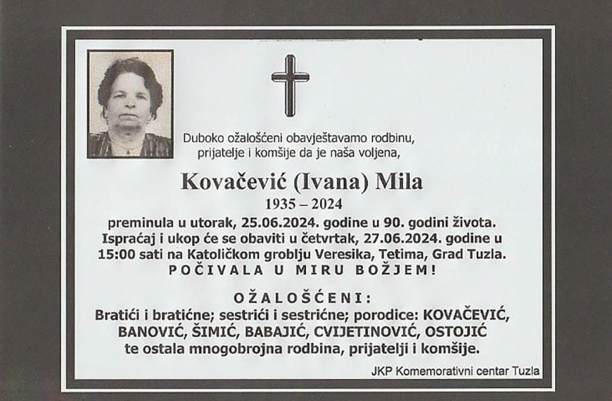 In memoriam: Mila (Ivana) Kovačević