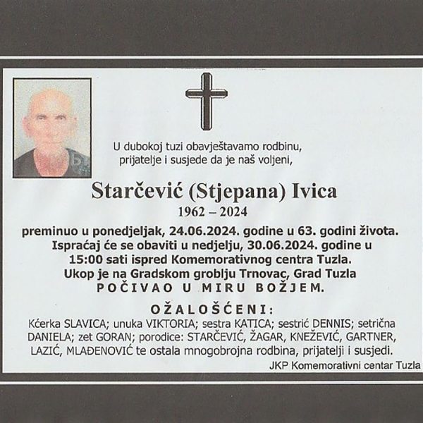 In memoriam: Ivica (Stjepana) Starčević