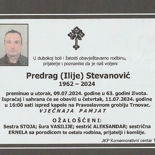 In memoriam: Predrag (Ilije) Stevanović