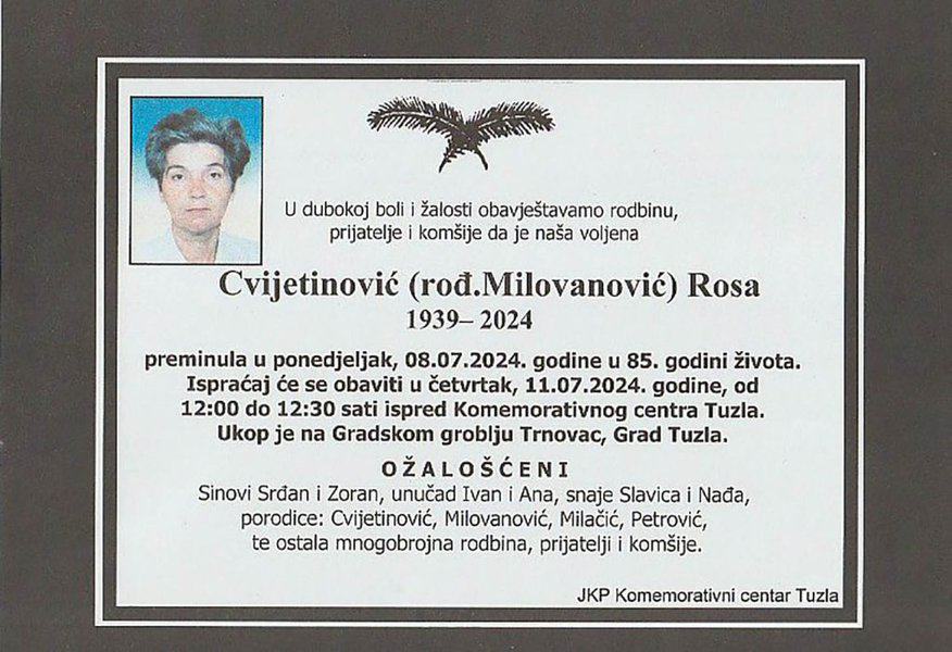 In memoriam, Rosa Cvijetinovic