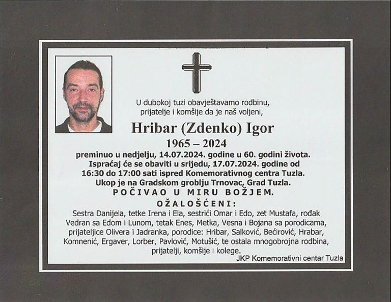 In memoriam, Igor Hribar