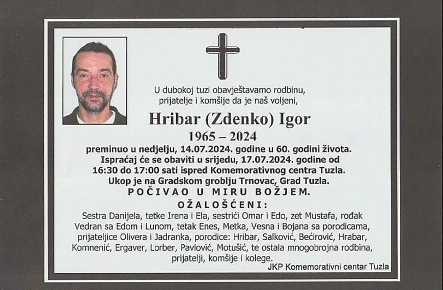 In memoriam, Igor Hribar
