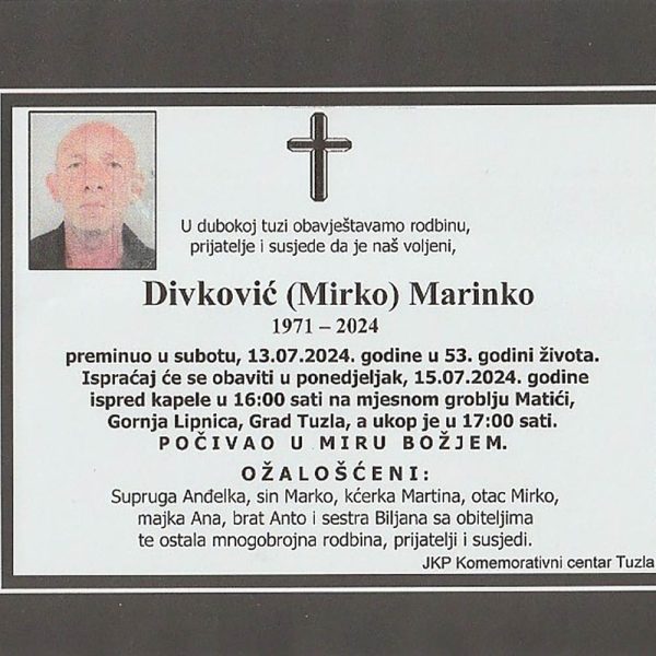 In memoriam: Marinko (Mirka) Divković