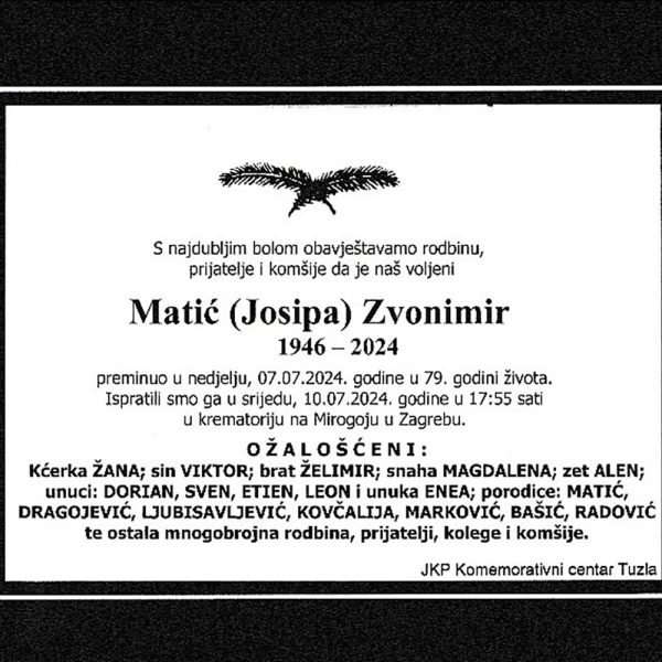 In memoriam: Zvonimir (Josipa) Matić