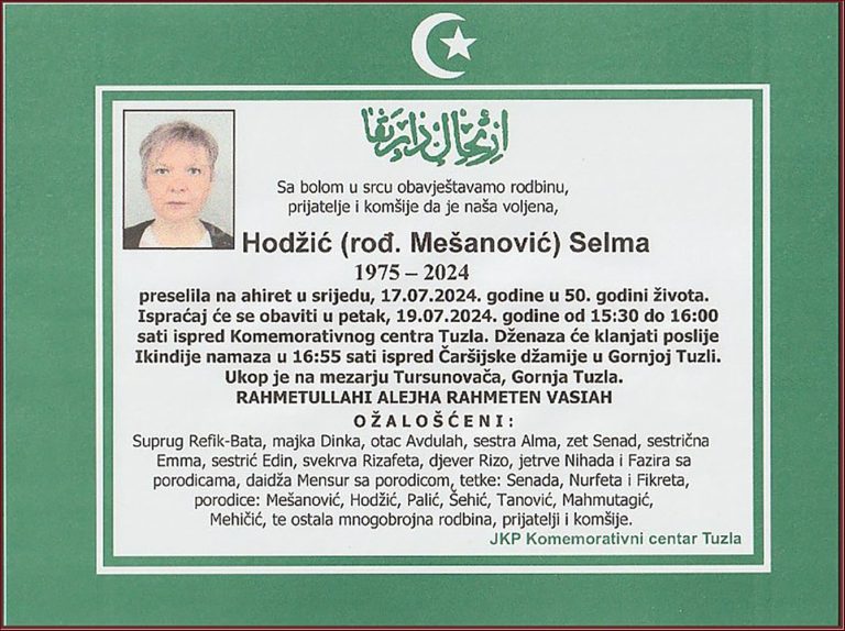 In memoriam, Selma Hodzic