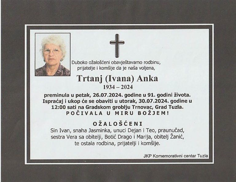 In memoriam, Anka Trtanj