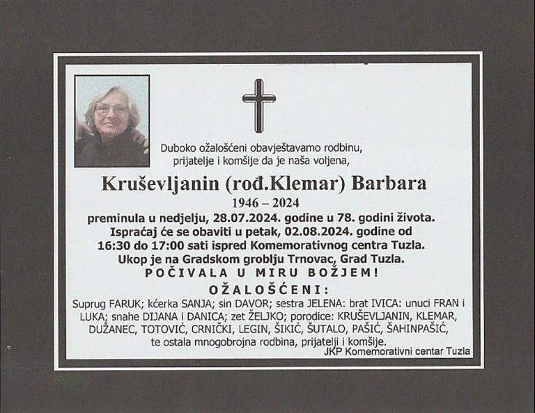 In memoriam, Barbara Krusevljanin