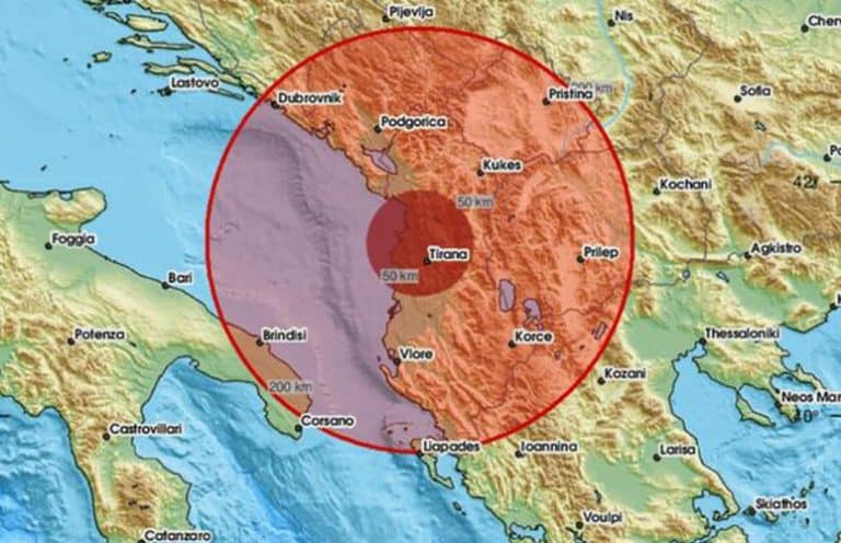 zemljotres jacine 4.4 stepena po rihteru pogodio albaniju epicentar u jadranskom moru 37 km od draca