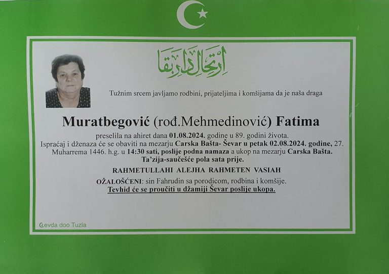 In memoriam, Fatima Muratbegovic