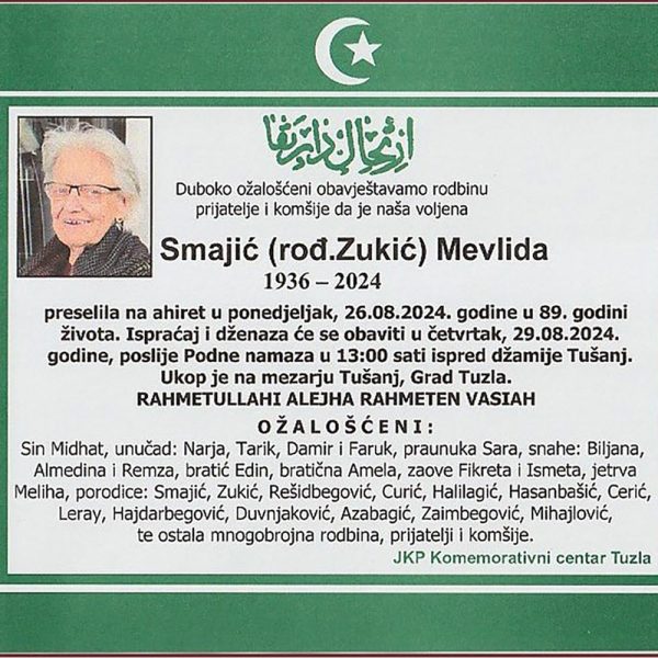 In memoriam: Mevlida Smajić (Zukić)