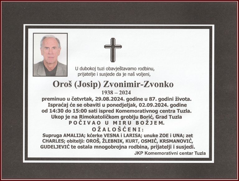 In memoriam, Zvonko Oros