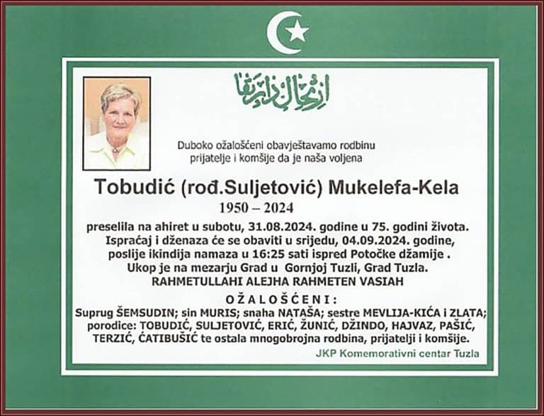 In memoriam, Mukelefa Tobudic